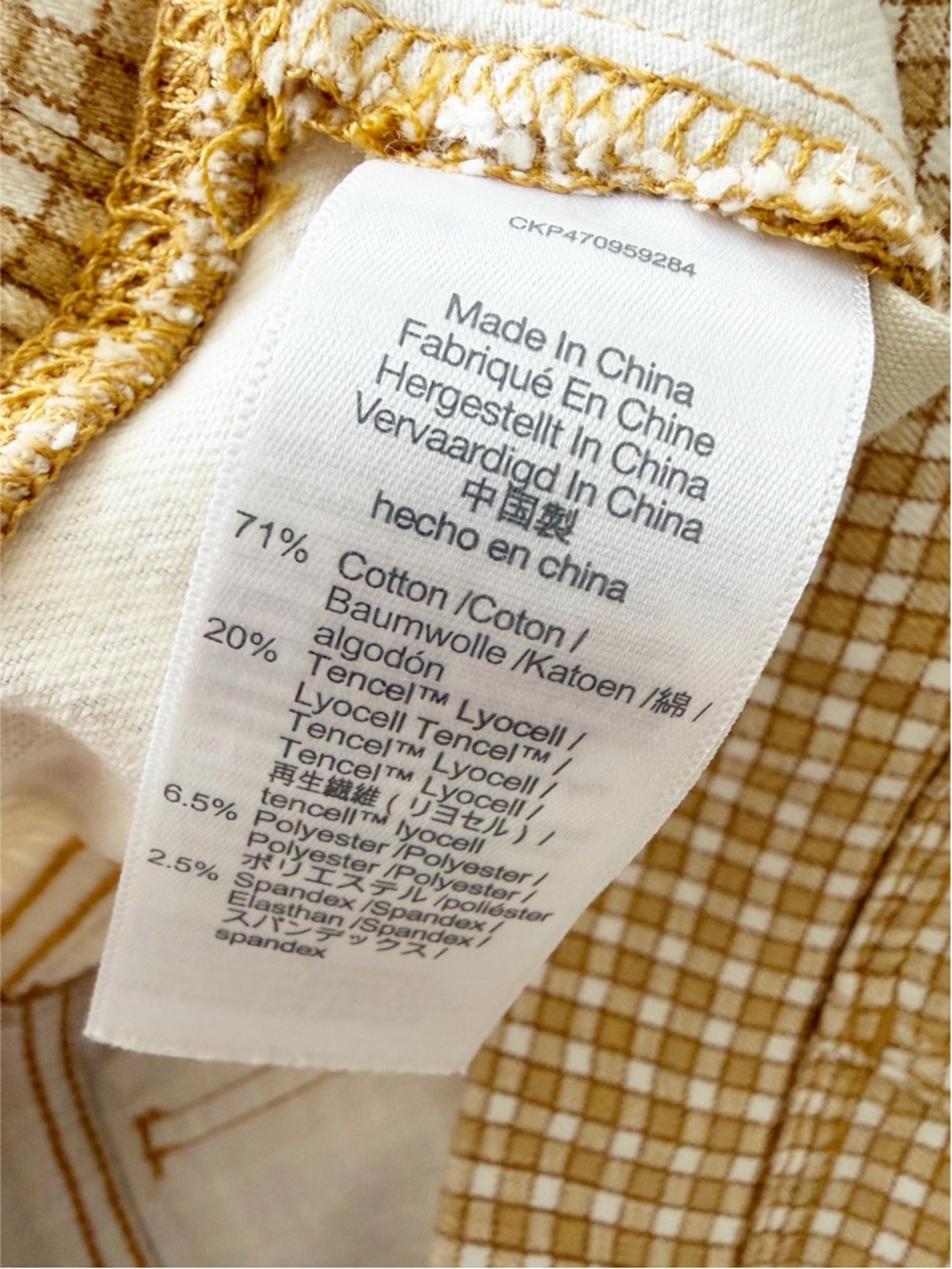 NEW Madewell Pull-On Skinny Flare Jeans in Mini Check Plaid Autumn Gold Yellow - Picture 11 of 14